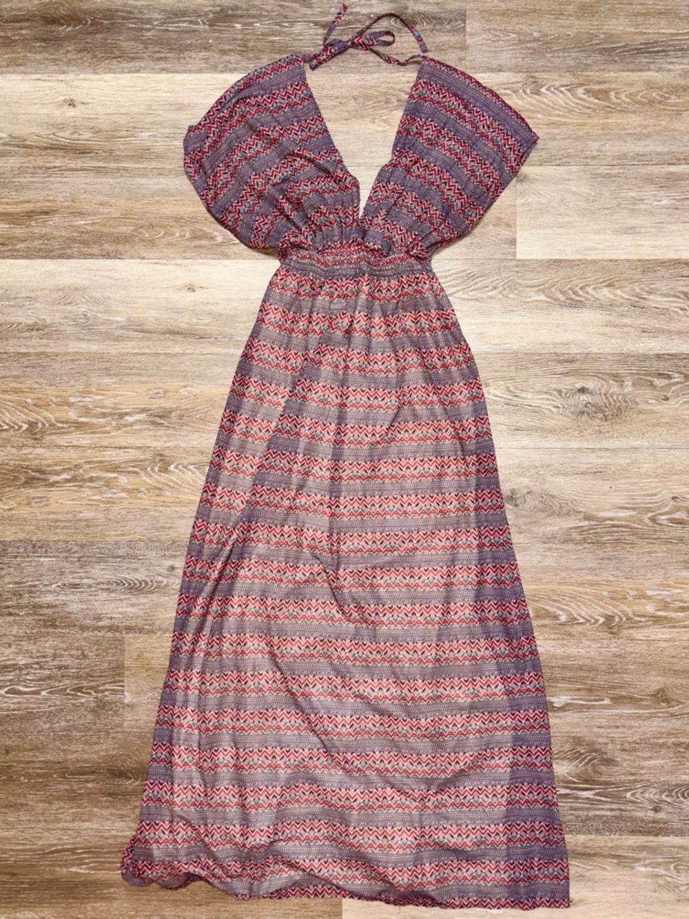 Maxi Dress in Pink Chevron Print